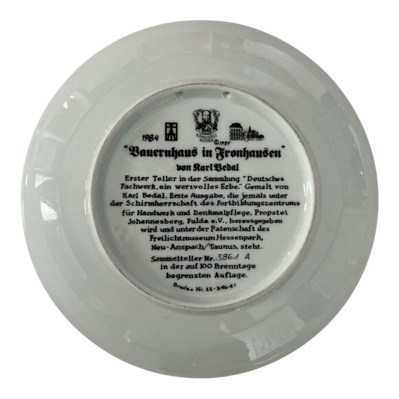 Vintage 1984 Königszelt Bavaria Collector Plate – “Bauernhaus in Fronhausen” by - Picture 2 of 3